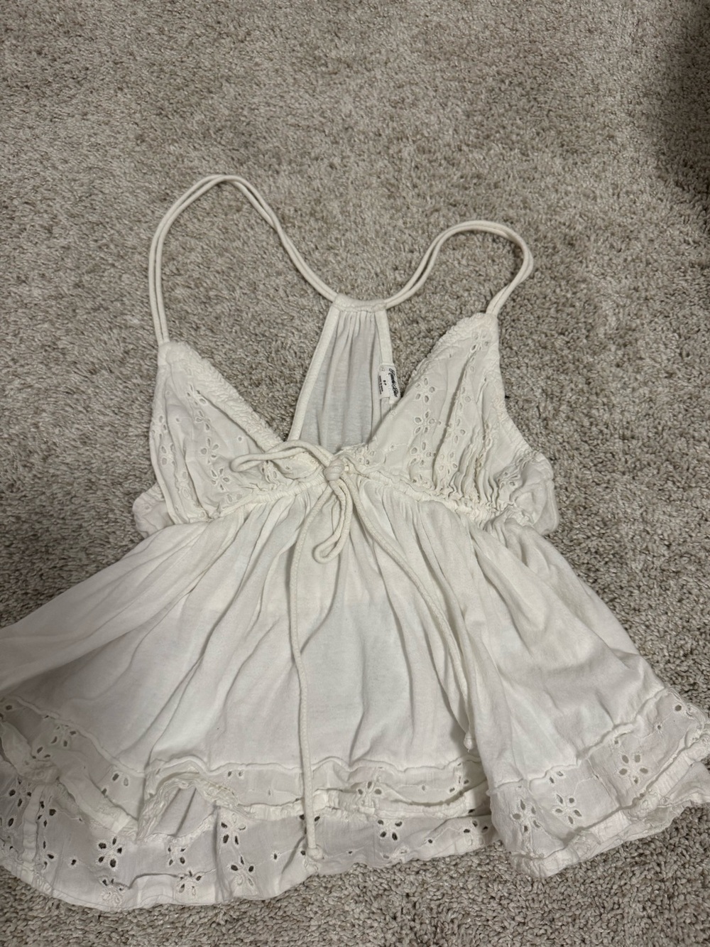 Eyelet Tie-Front Babydoll Top
